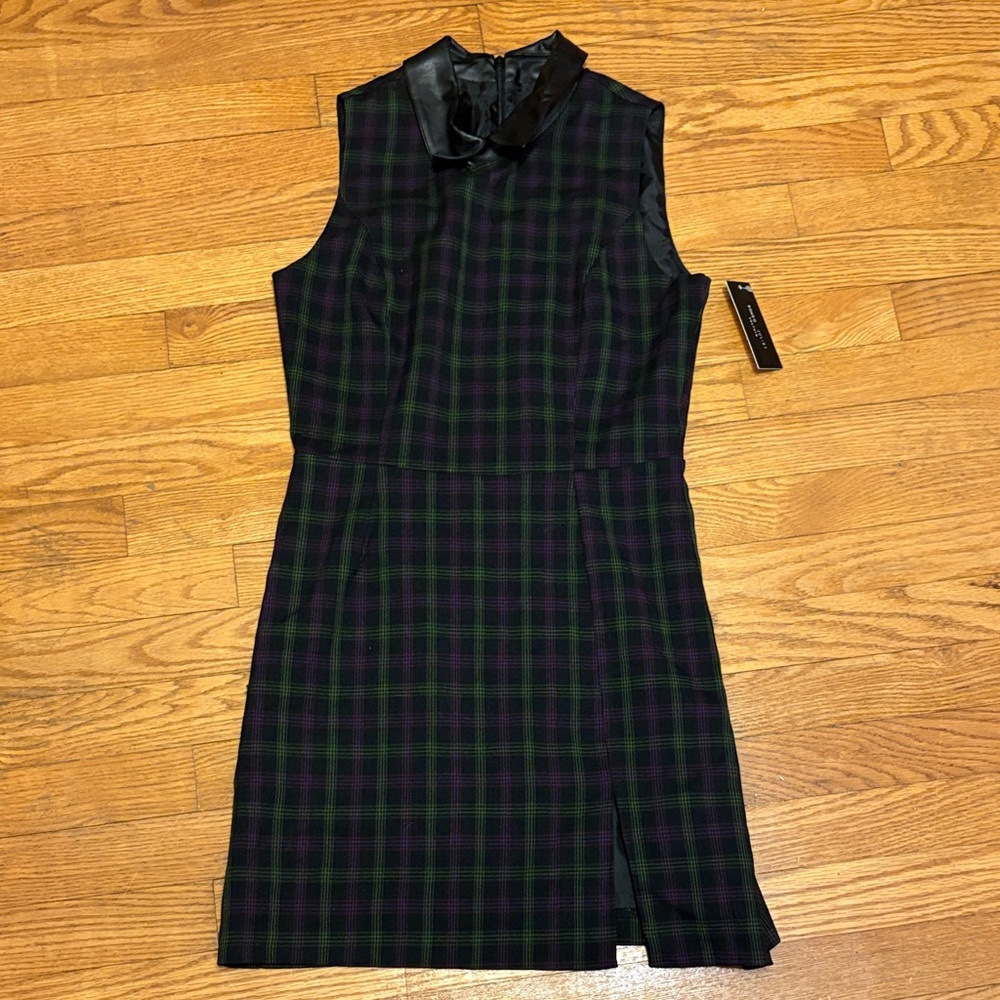 Romeo & Juliet Couture Black and Purple Plaid Mini Dress